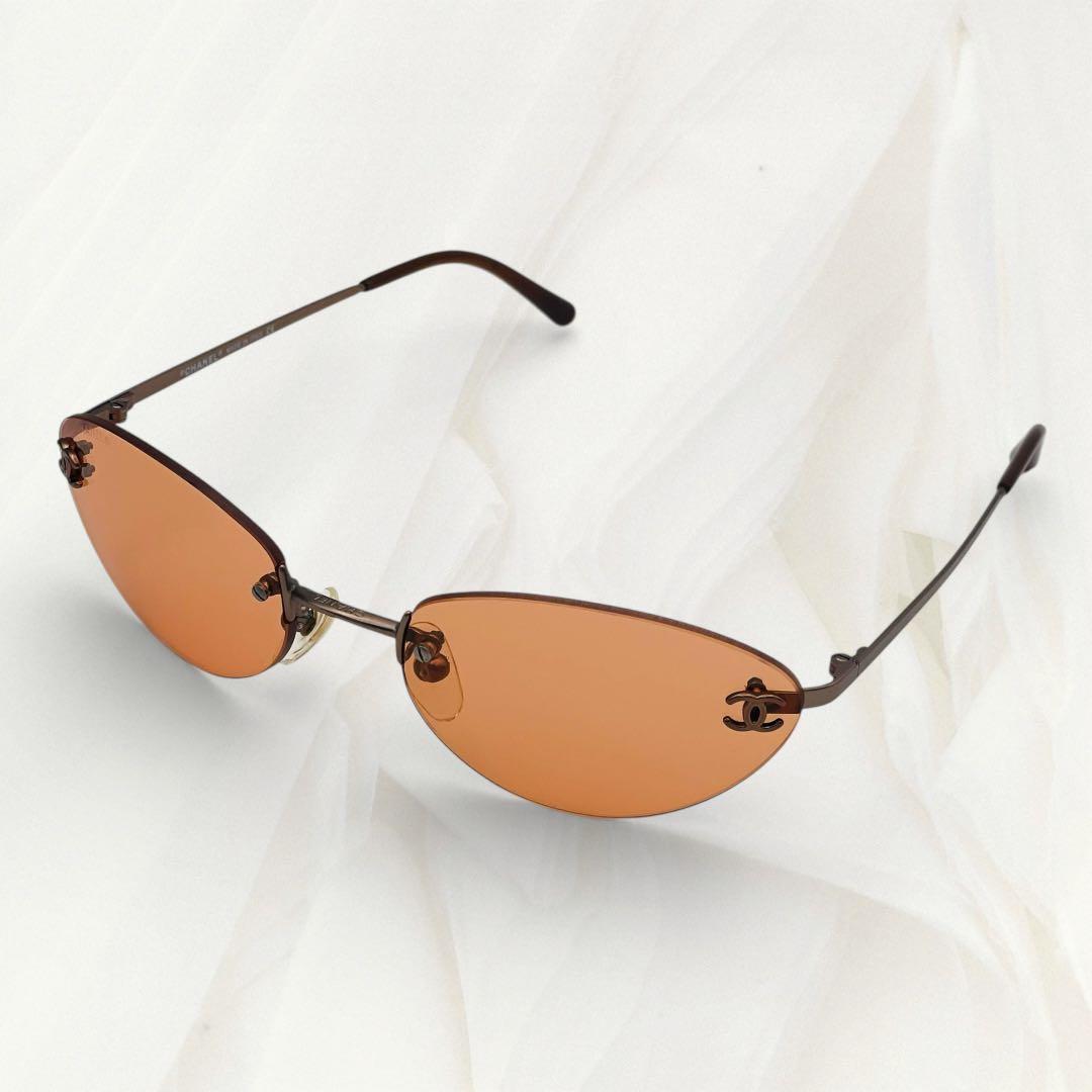 【希少】シャネルサングラス ココマーク リムレス オレンジ系 ヴィンテージY2K