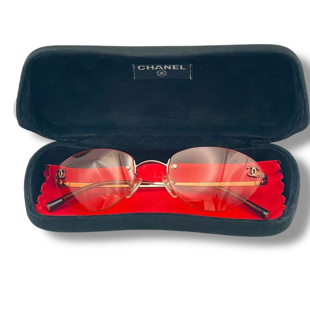 【希少】シャネルサングラス ココマーク リムレス オレンジ系 ヴィンテージY2K
