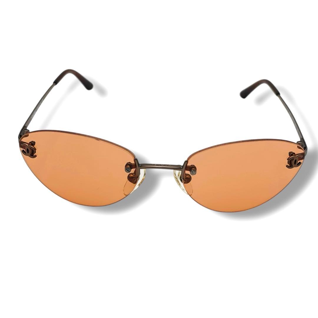 【希少】シャネルサングラス ココマーク リムレス オレンジ系 ヴィンテージY2K