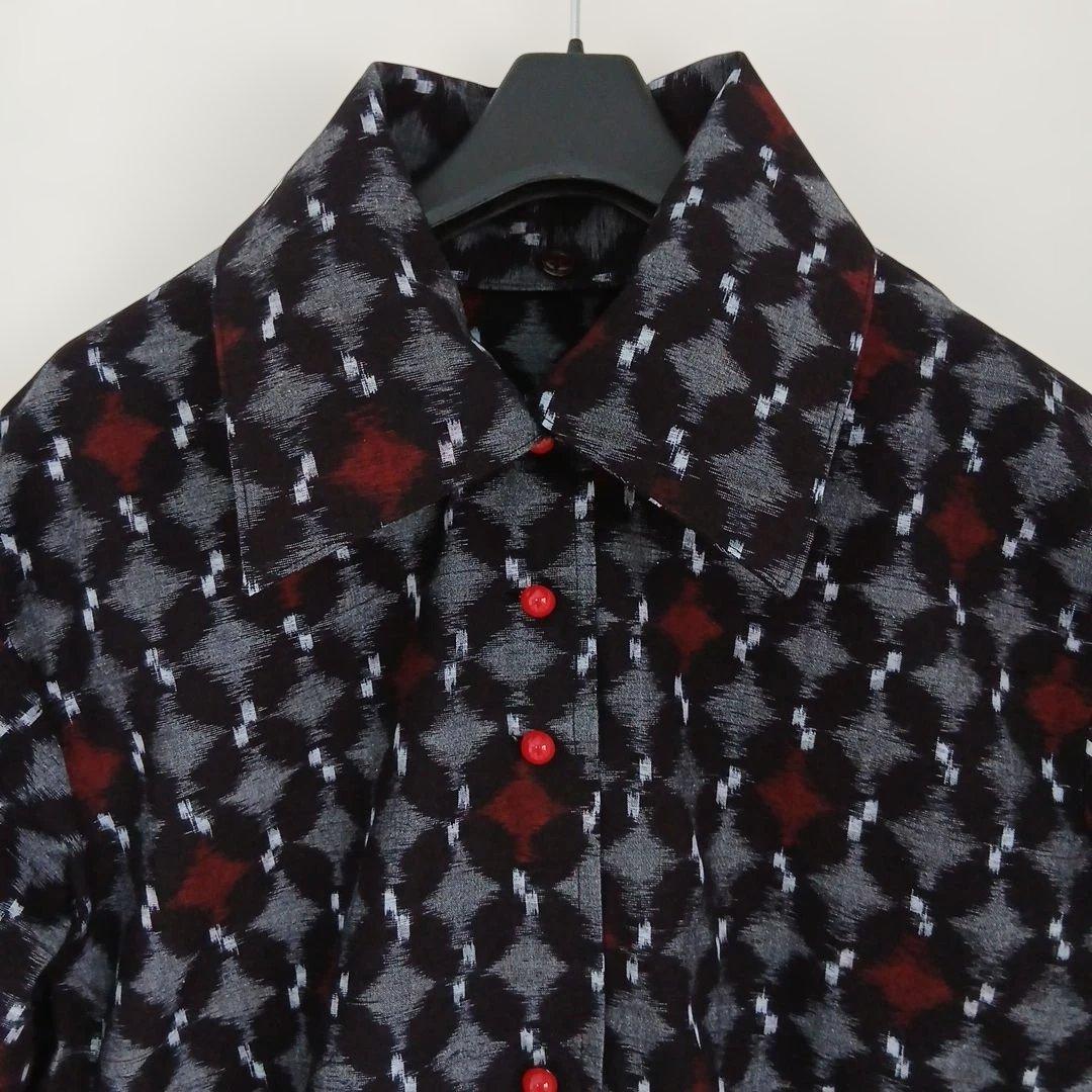 久留米絣ロングワンピース(衿外しできる)(コート兼用)