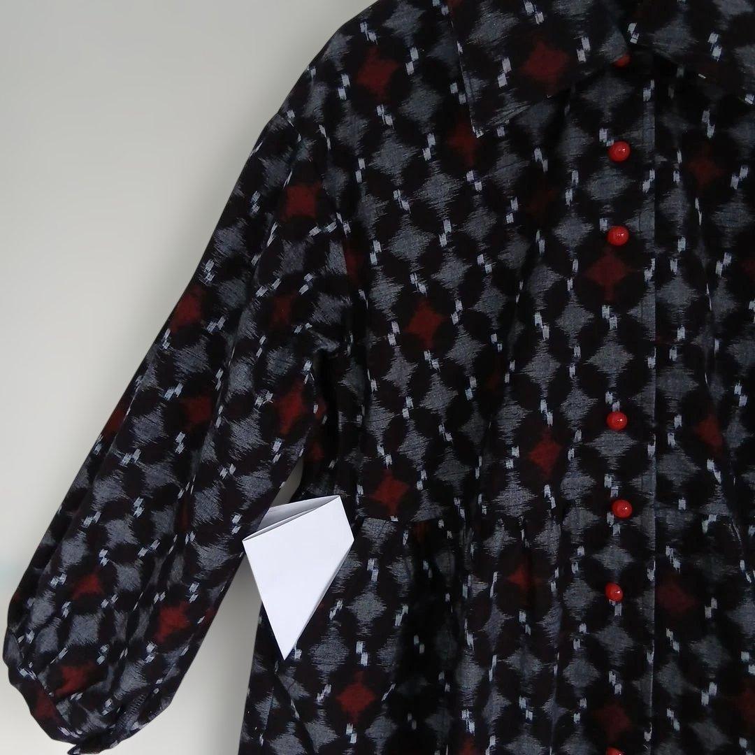 久留米絣ロングワンピース(衿外しできる)(コート兼用)