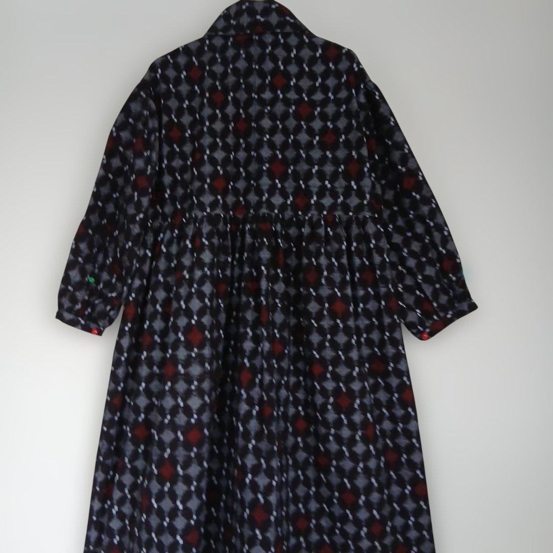 久留米絣ロングワンピース(衿外しできる)(コート兼用)