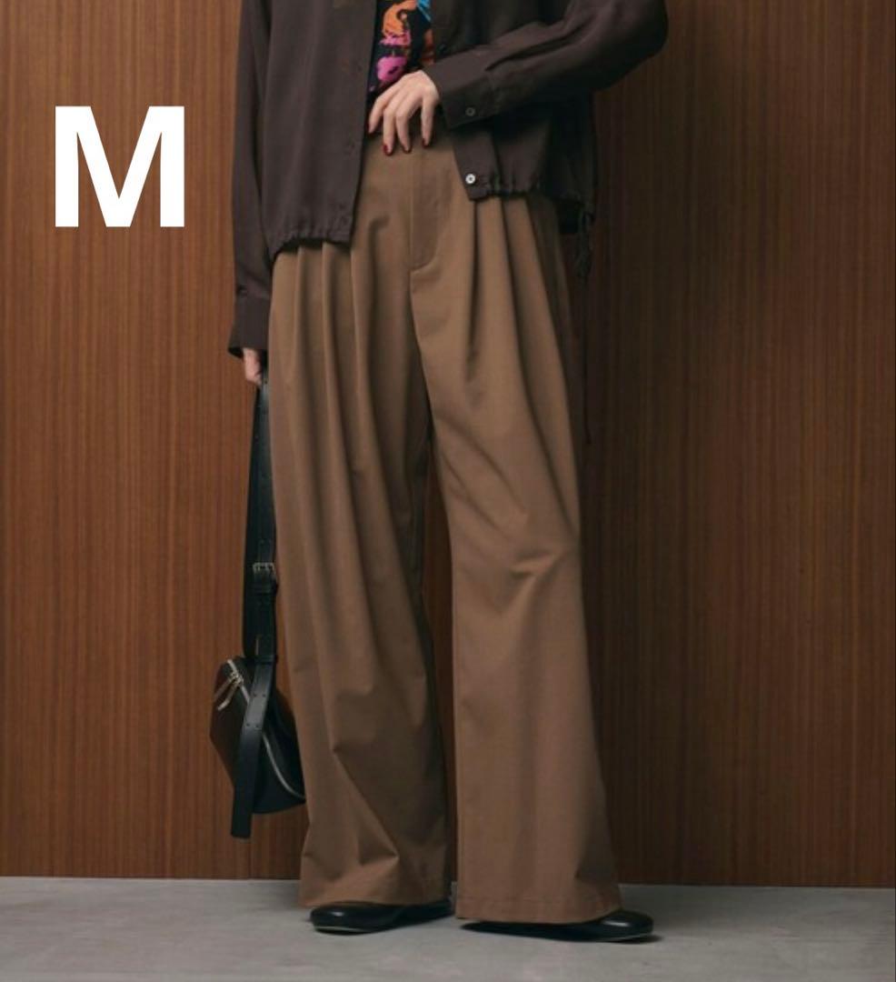 【美品】毛ポリエステルブレンド ワイドタックパンツ BEAUTY & YOUTH