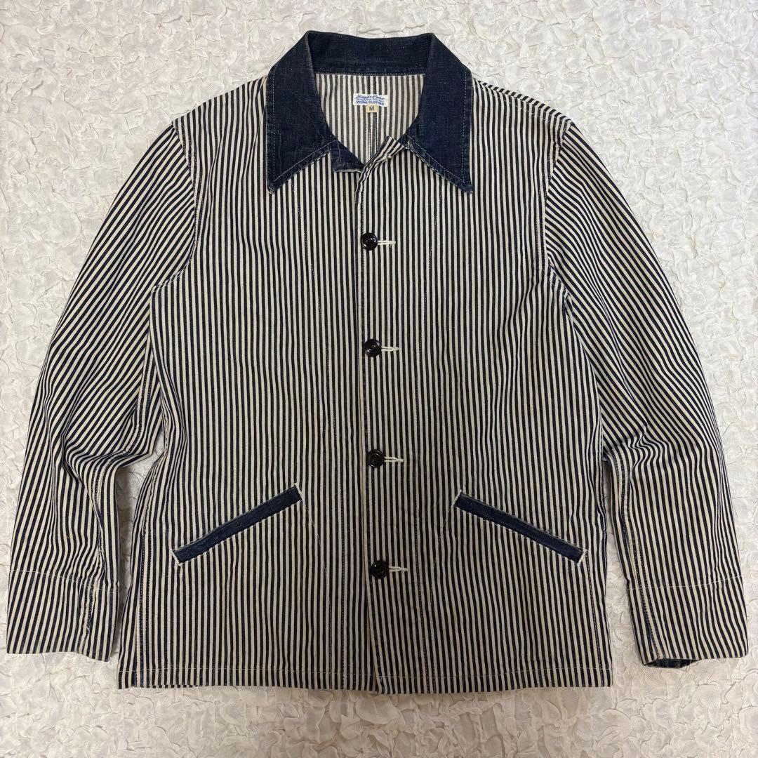 シュガーケーンウォバッシュストライプエンジニアジャケット　デニム切替