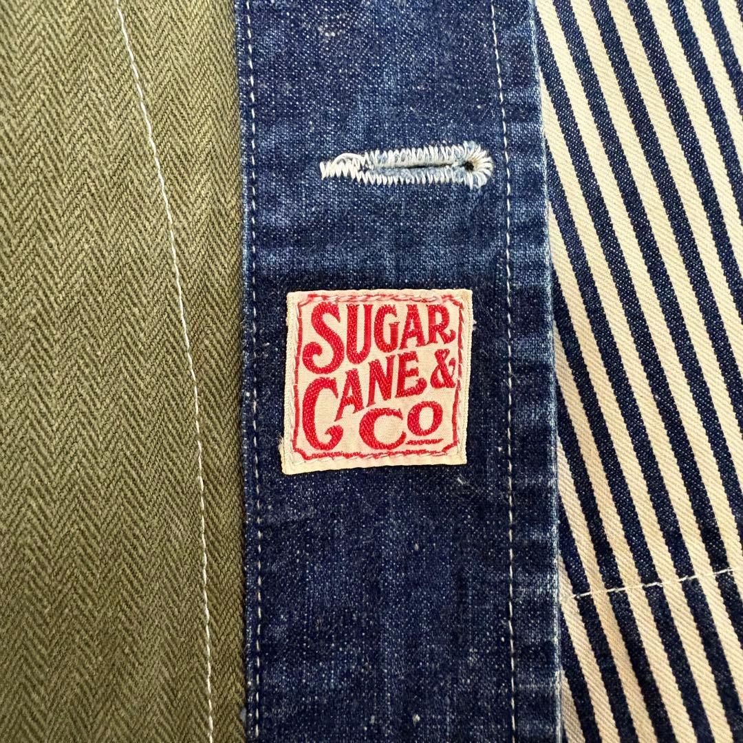 シュガーケーンウォバッシュストライプエンジニアジャケット　デニム切替