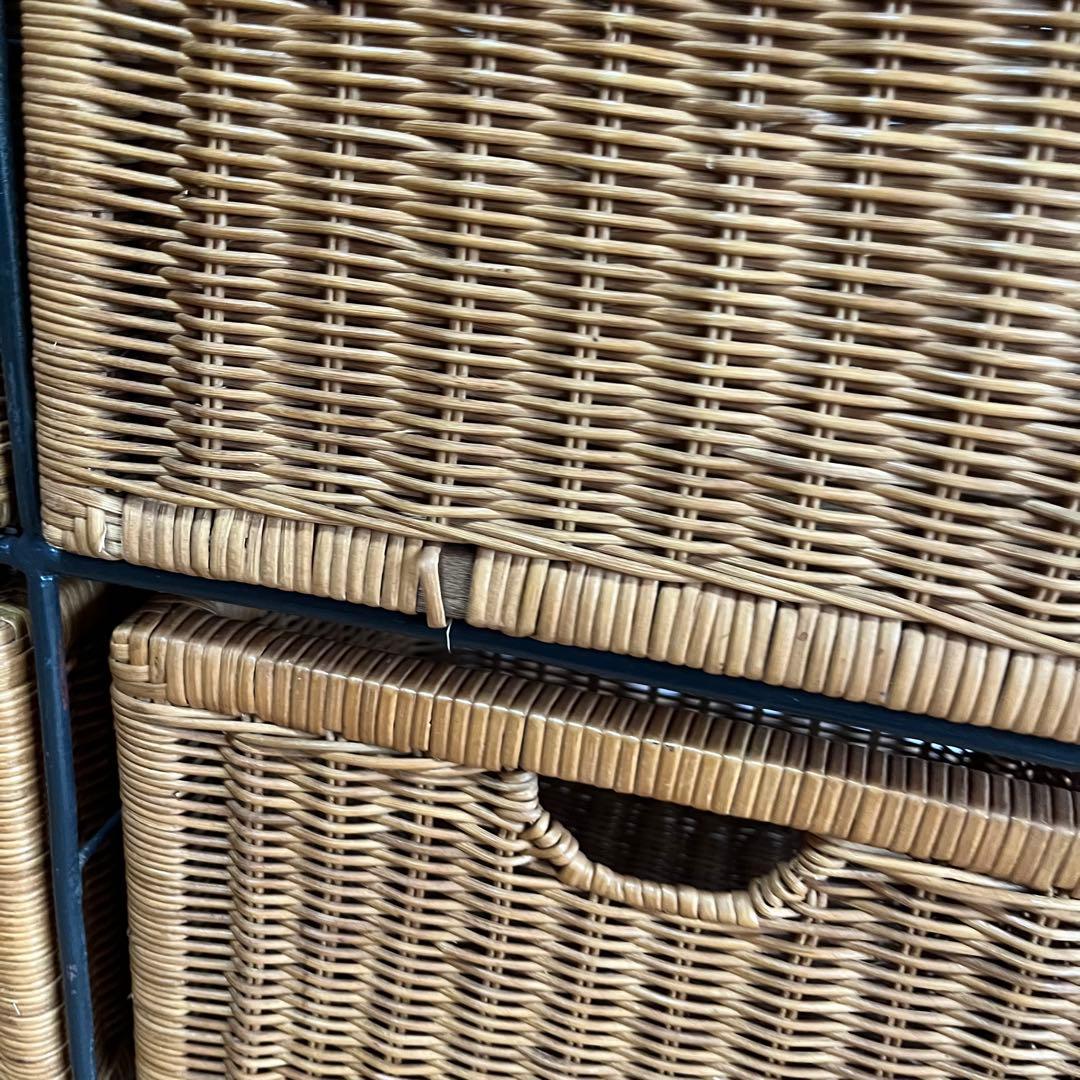 ラタン ランドリー チェスト 棚 アイアンフレーム