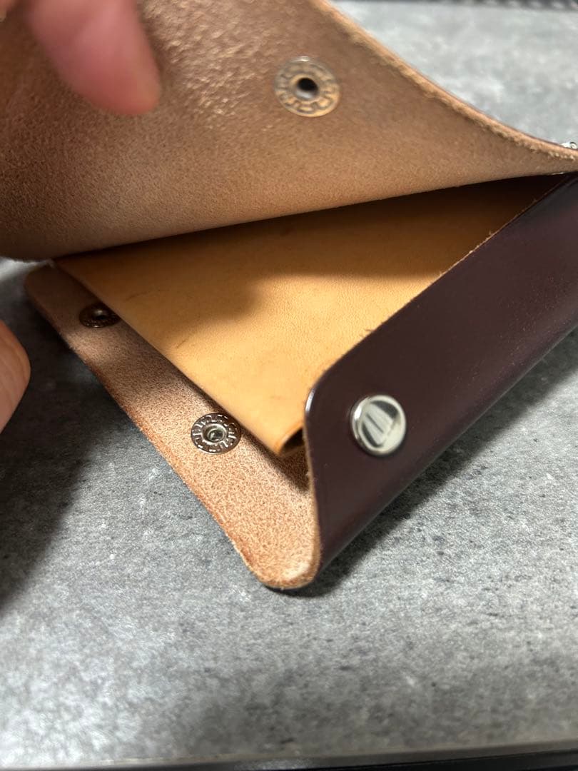 五助屋レザー　ライダースミニウォレット改　ワインモデル　ナチュラル　即購入OK