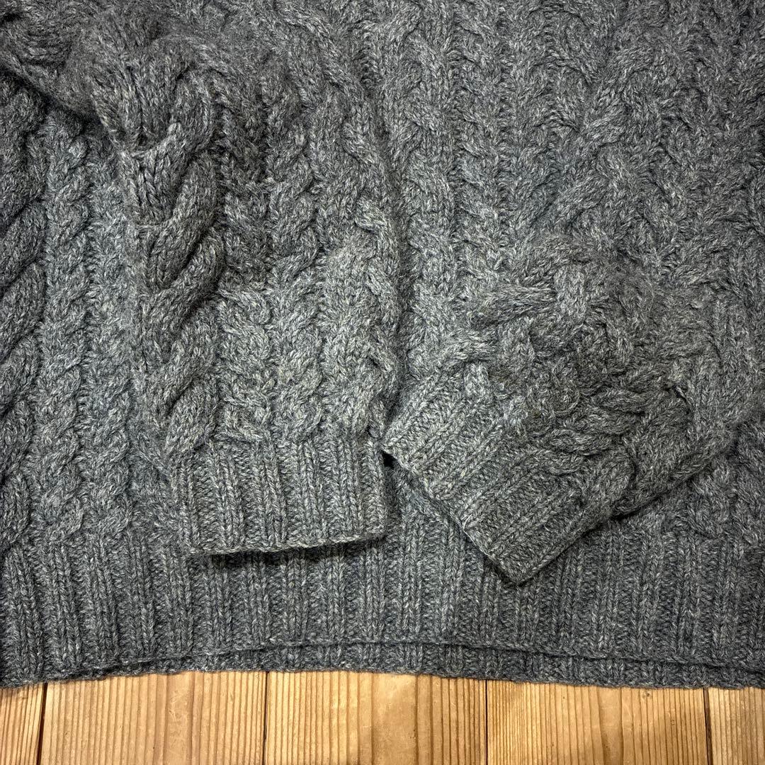 ラルフローレン　L ハンドニット　グレー　編み　ケーブルニット　ハイネック