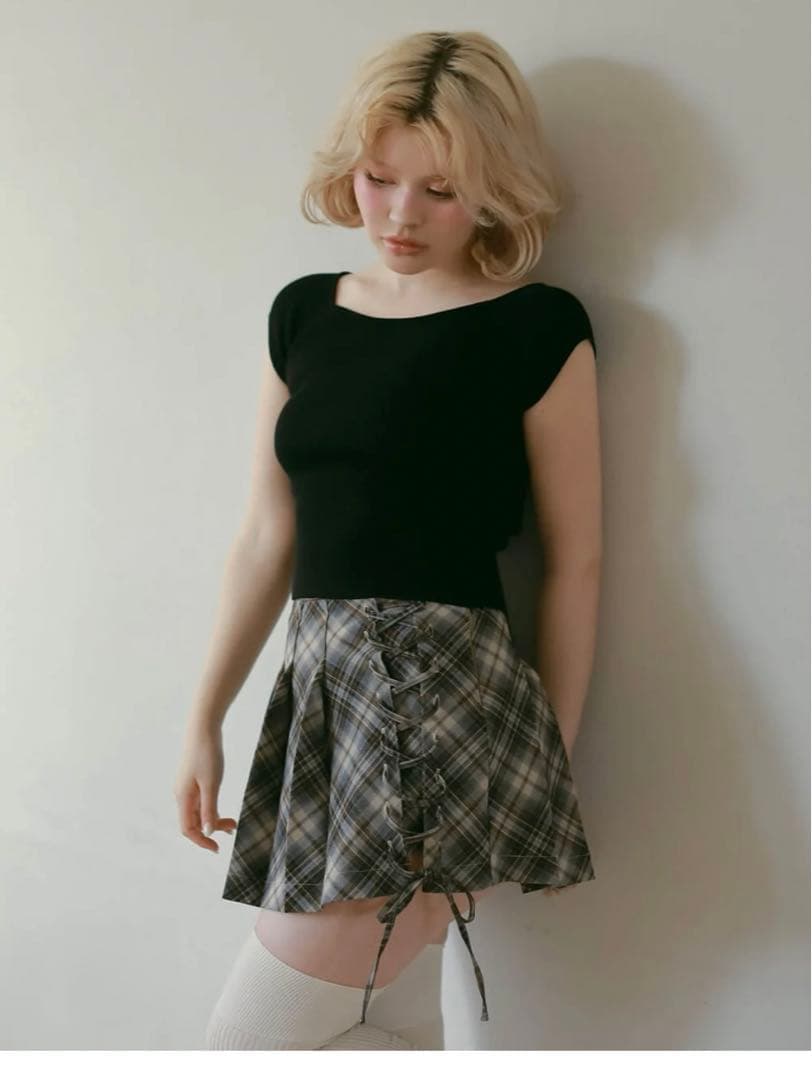 Andmary アンドマリー Sonia lace up mini skirt