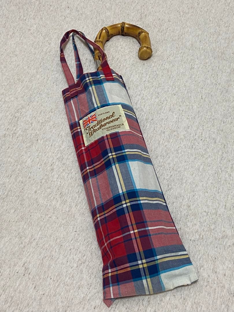 【トラディショナルウェザーウェアー 】バンブー折りたたみ晴雨兼用傘（チェック柄）