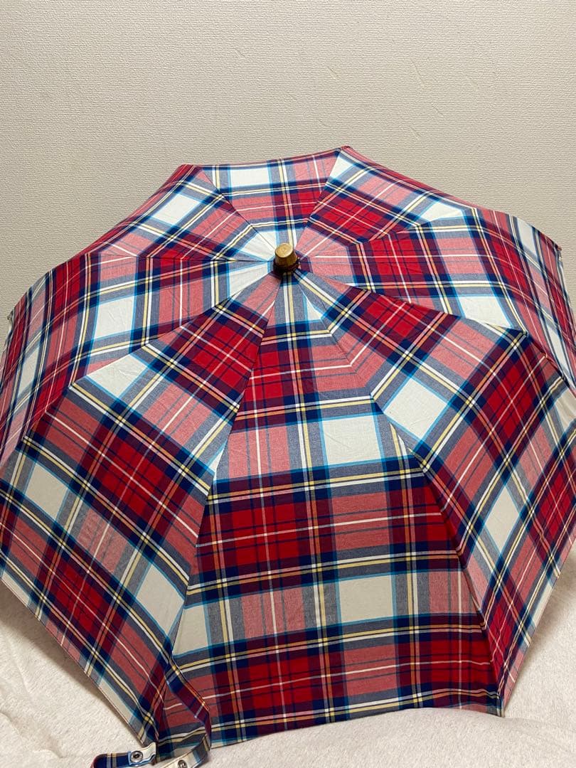 【トラディショナルウェザーウェアー 】バンブー折りたたみ晴雨兼用傘（チェック柄）