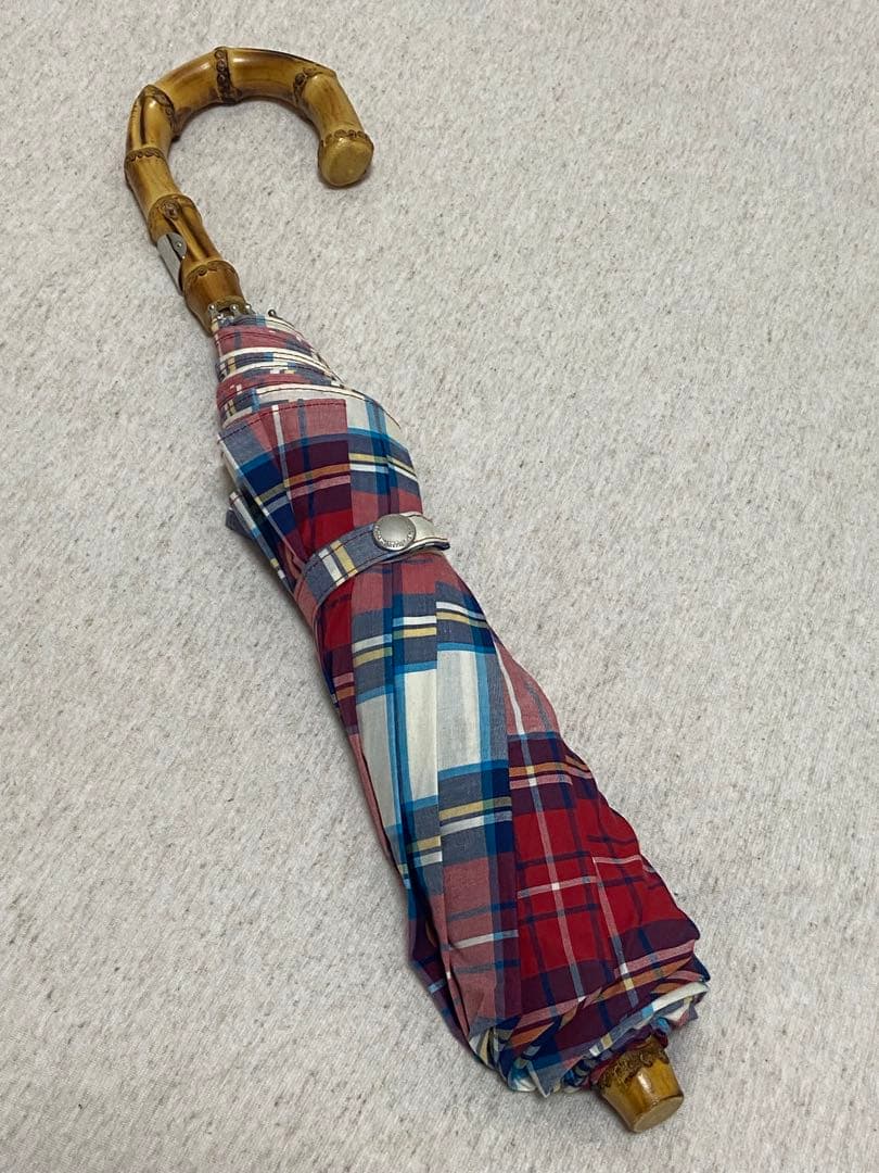 【トラディショナルウェザーウェアー 】バンブー折りたたみ晴雨兼用傘（チェック柄）