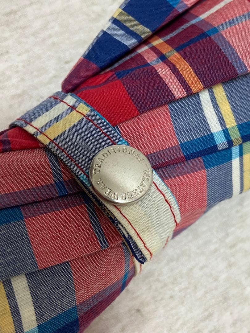 【トラディショナルウェザーウェアー 】バンブー折りたたみ晴雨兼用傘（チェック柄）