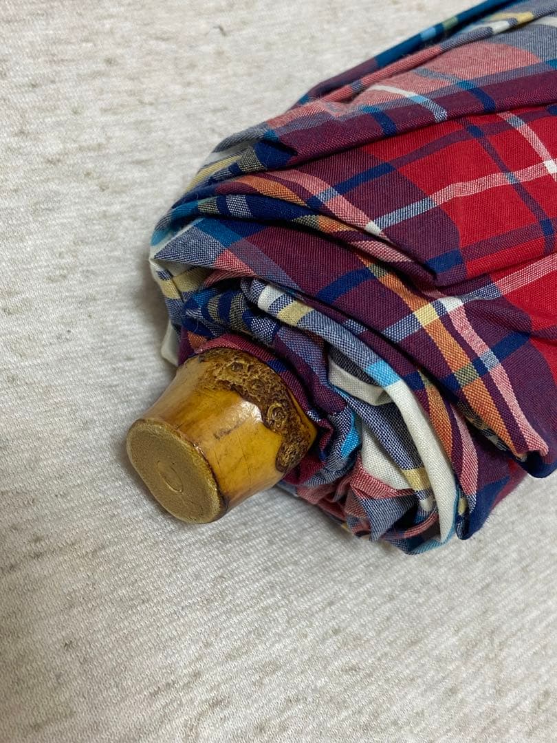 【トラディショナルウェザーウェアー 】バンブー折りたたみ晴雨兼用傘（チェック柄）