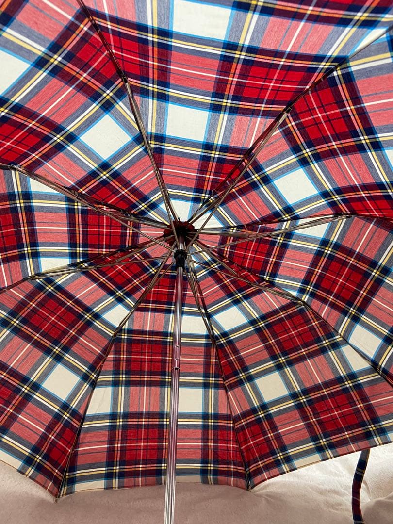 【トラディショナルウェザーウェアー 】バンブー折りたたみ晴雨兼用傘（チェック柄）