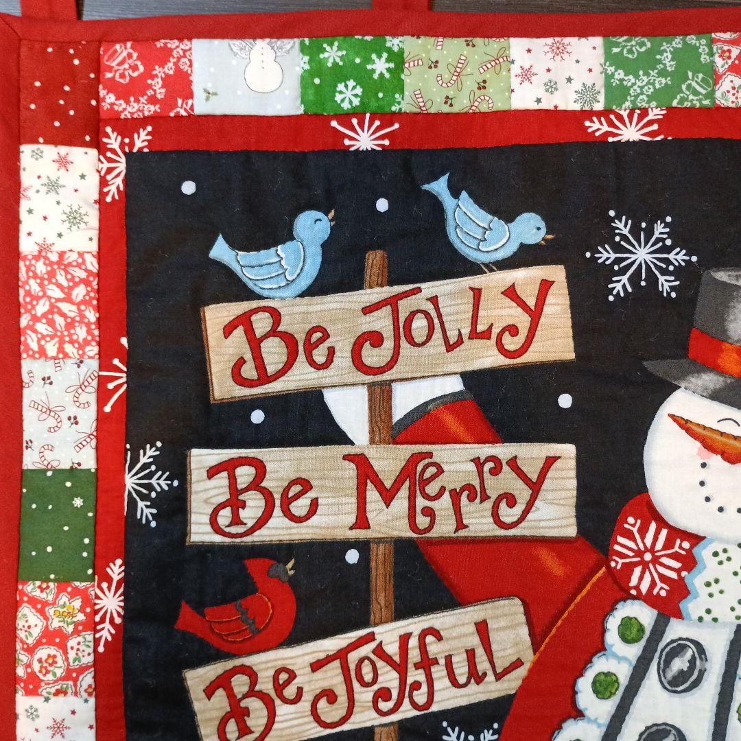 ❄スノーマン＆ワンちゃんサンタ2点おまとめタペストリー❄パッチワークハンドメイド