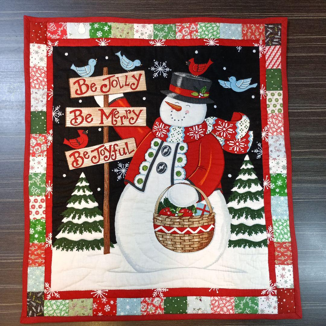 ❄スノーマン＆ワンちゃんサンタ2点おまとめタペストリー❄パッチワークハンドメイド