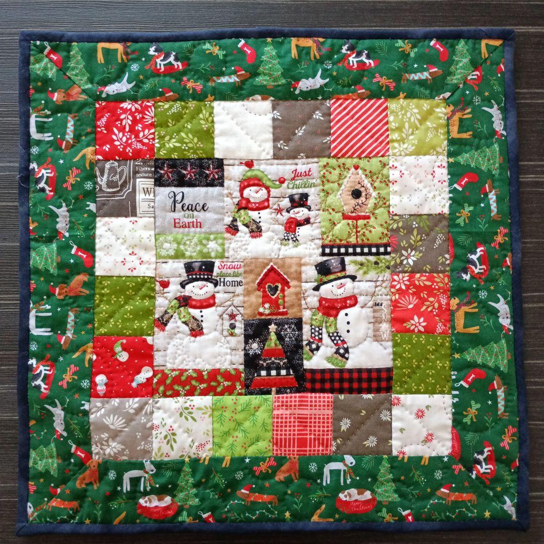 ❄スノーマン＆ワンちゃんサンタ2点おまとめタペストリー❄パッチワークハンドメイド