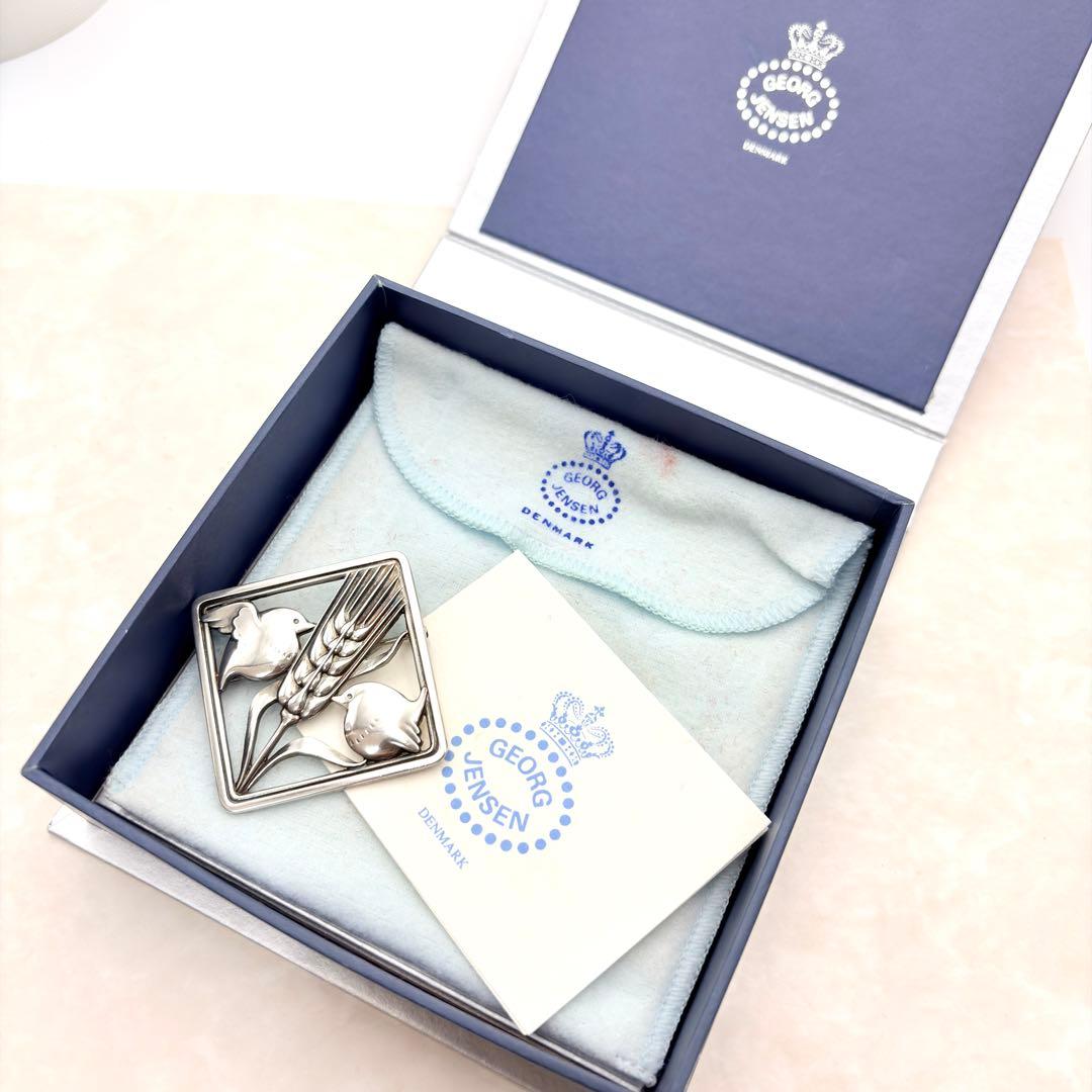 良品　ジョージジェンセン　ブローチ　小鳥と麦　鳥　麦　silver925 銀