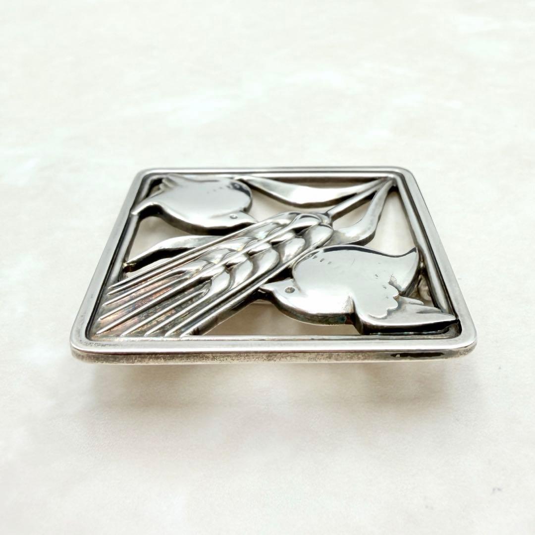 良品　ジョージジェンセン　ブローチ　小鳥と麦　鳥　麦　silver925 銀