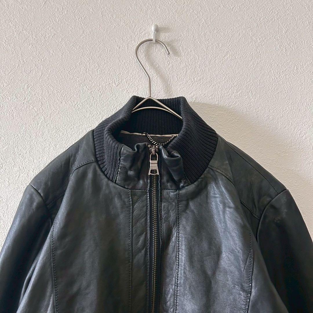 良品【バナナリパブリック】羊革レザージャケット シングルライダース ブルゾン S