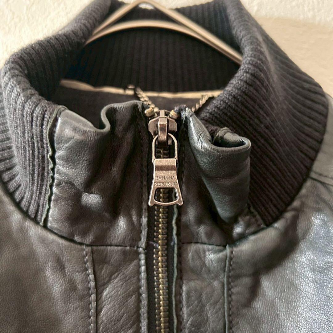 良品【バナナリパブリック】羊革レザージャケット シングルライダース ブルゾン S