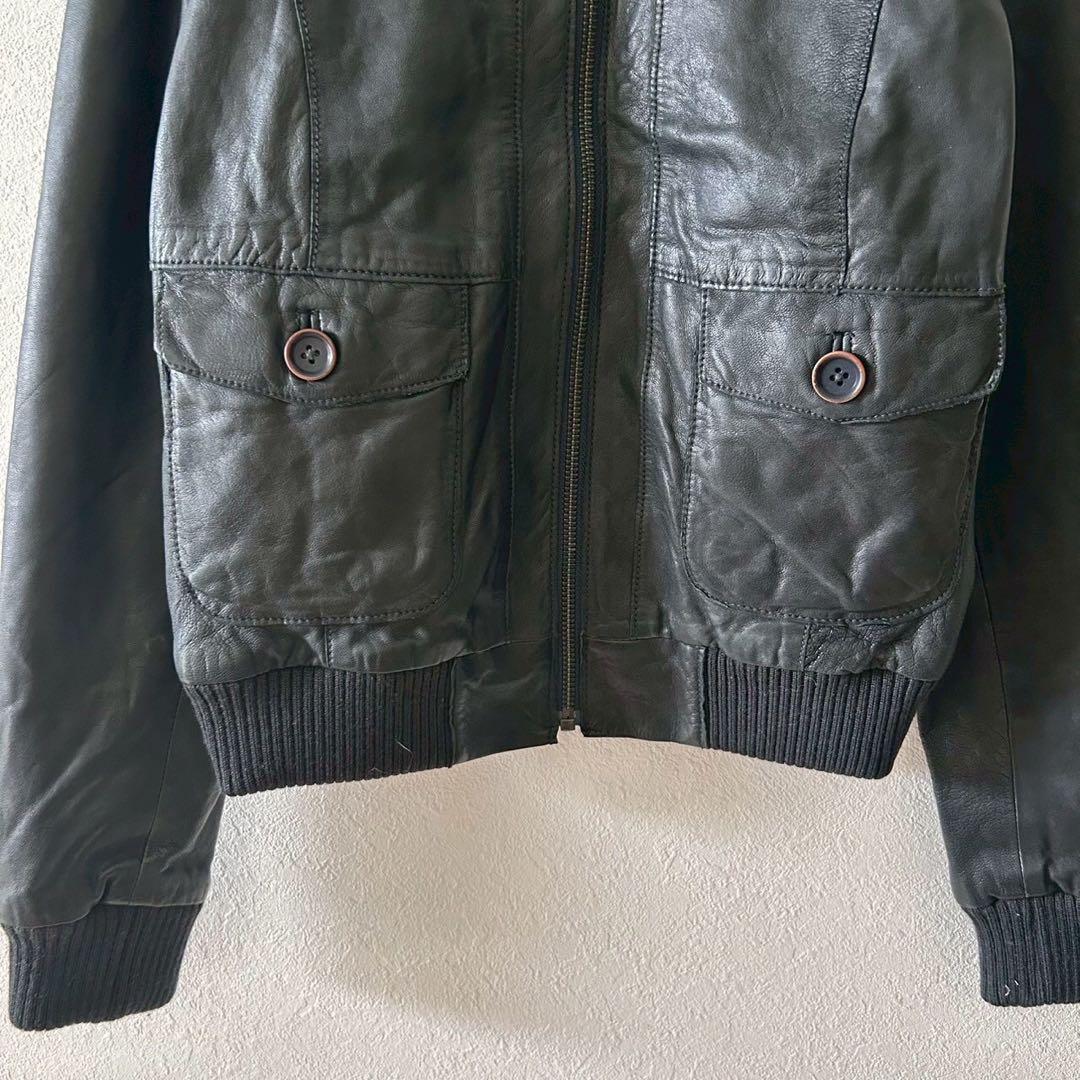 良品【バナナリパブリック】羊革レザージャケット シングルライダース ブルゾン S