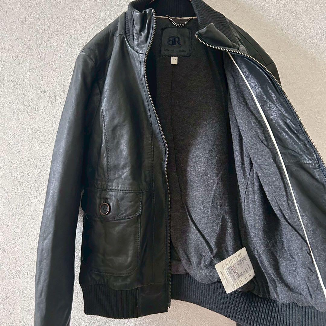 良品【バナナリパブリック】羊革レザージャケット シングルライダース ブルゾン S