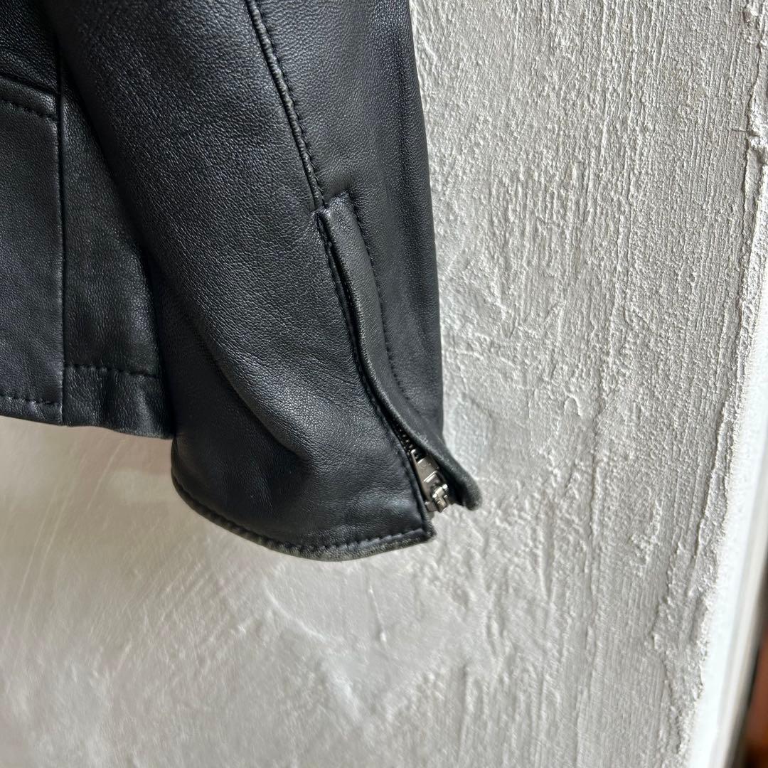 美品 23区 大きいサイズ スタンドカラー ライダースジャケット レザー 46