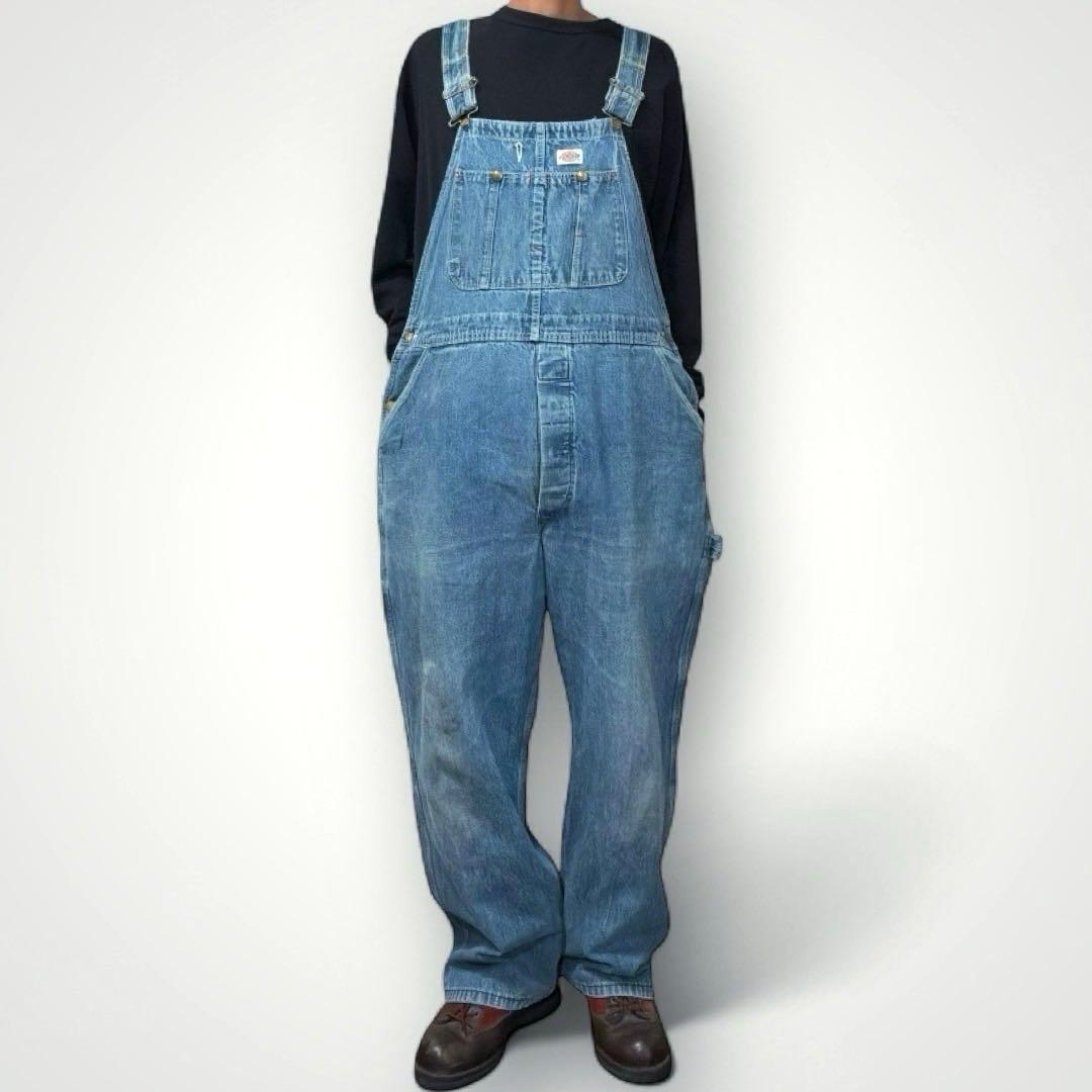 80〜90s USA製 Dickies デニムオーバーオール ヴィンテージ 40