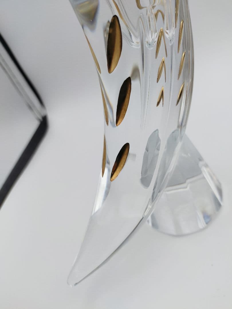 【未使用】 Baccarat ファウナクリスト　花瓶　フラワーベース 鳥　金彩