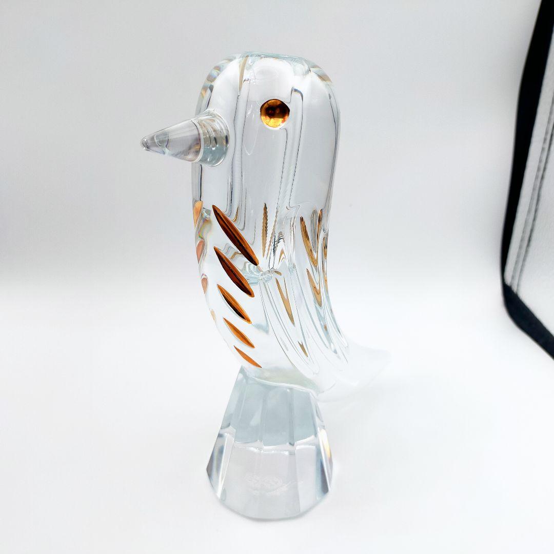 【未使用】 Baccarat ファウナクリスト　花瓶　フラワーベース 鳥　金彩