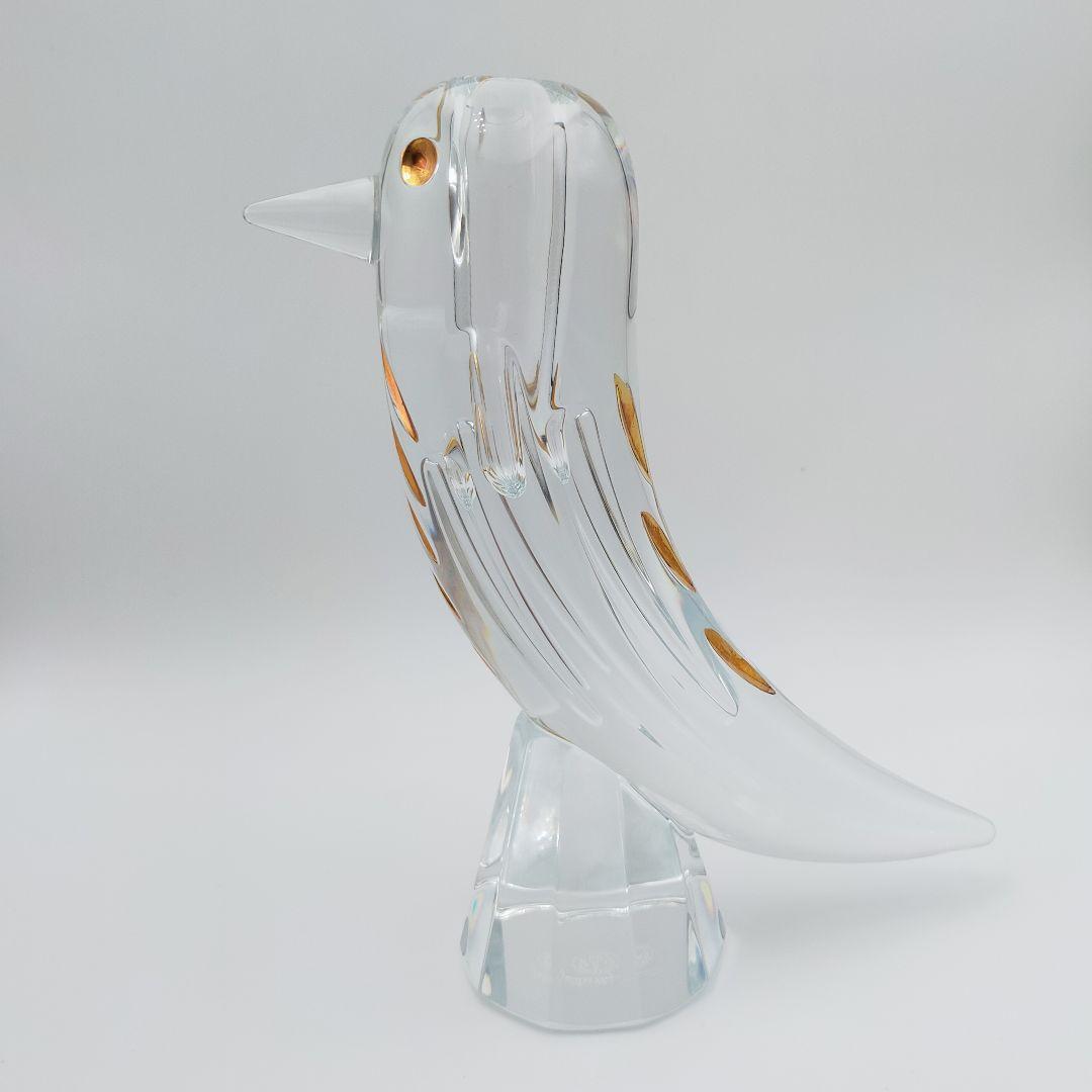【未使用】 Baccarat ファウナクリスト　花瓶　フラワーベース 鳥　金彩