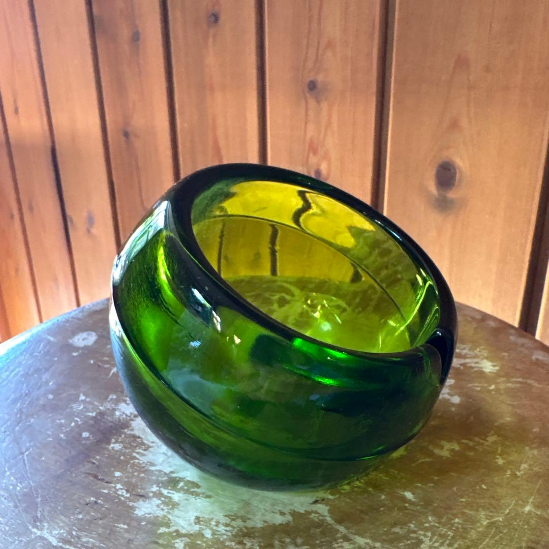 【70sビンテージ】VIKING グリーンガラス灰皿 ミッドセンチュリー