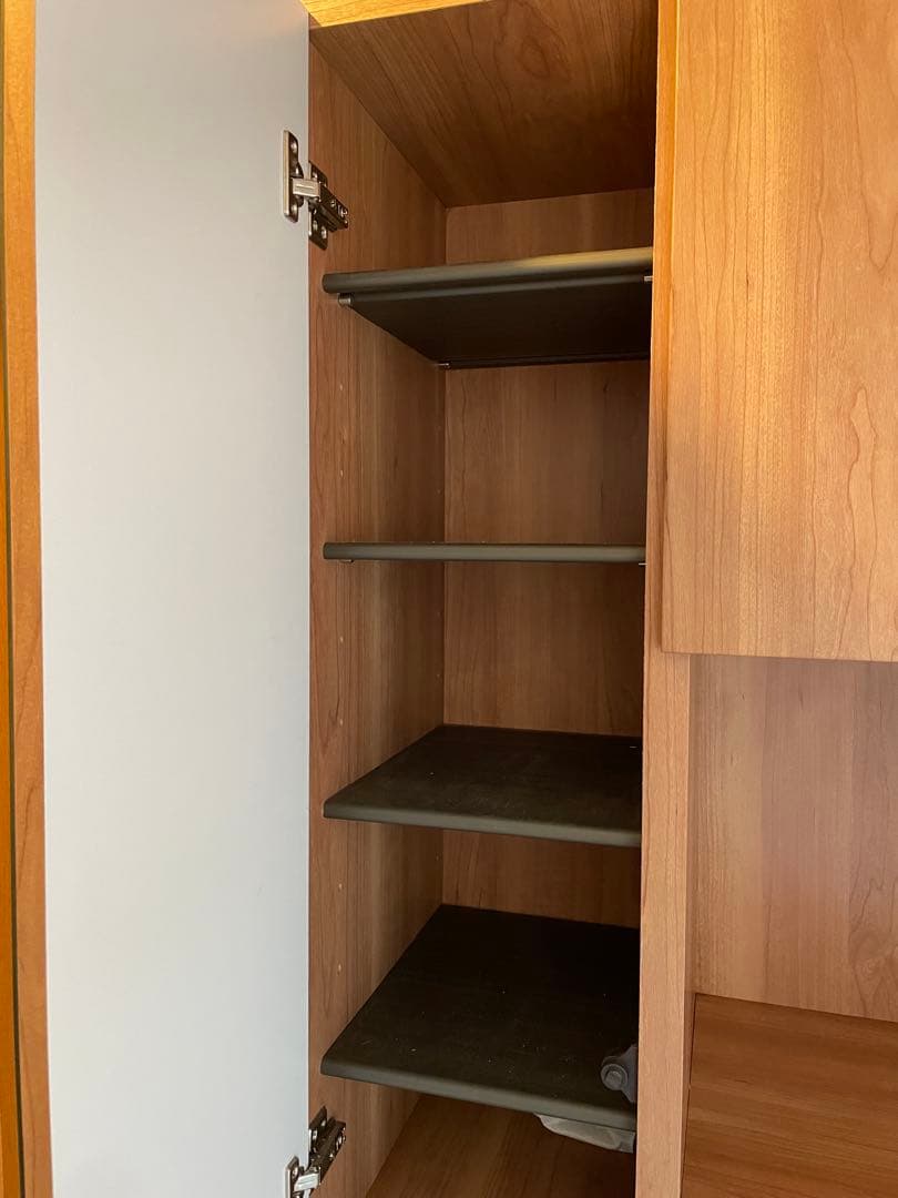 木目調シューズラック ミラー付き