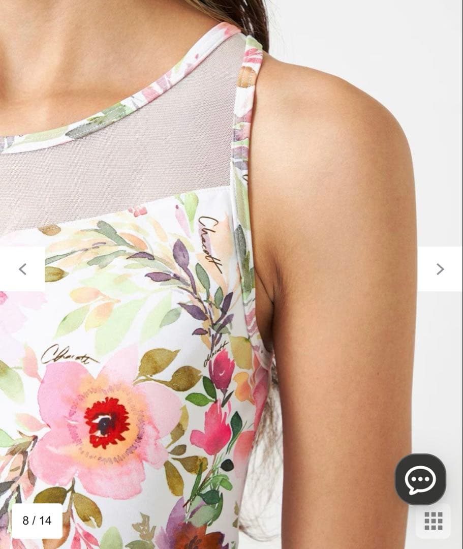 チャコット　ポピーフラワープリントトップ　新品　タグ付き　L 黒　ヨガ