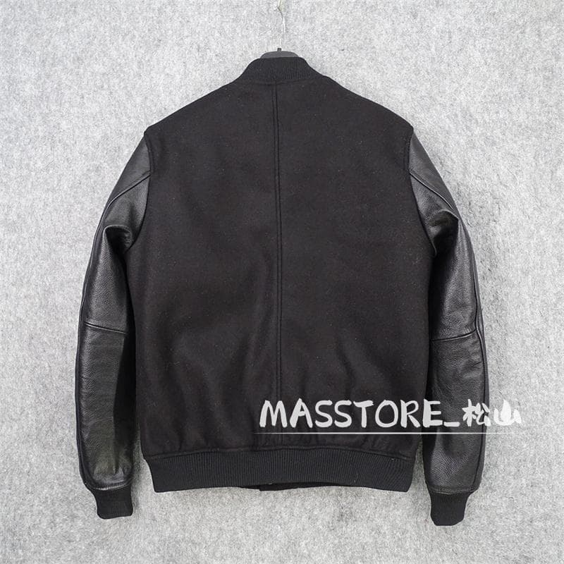 美品 スタジャン 袖革 中綿レザージャケット 牛革袖 本革 革ジャン M-5XL