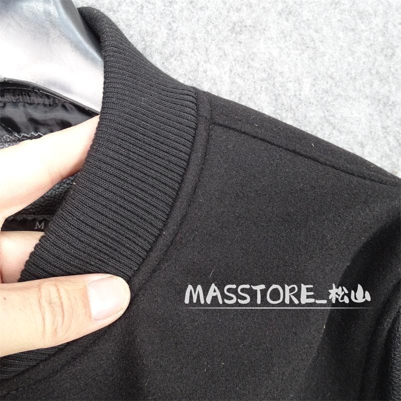 美品 スタジャン 袖革 中綿レザージャケット 牛革袖 本革 革ジャン M-5XL