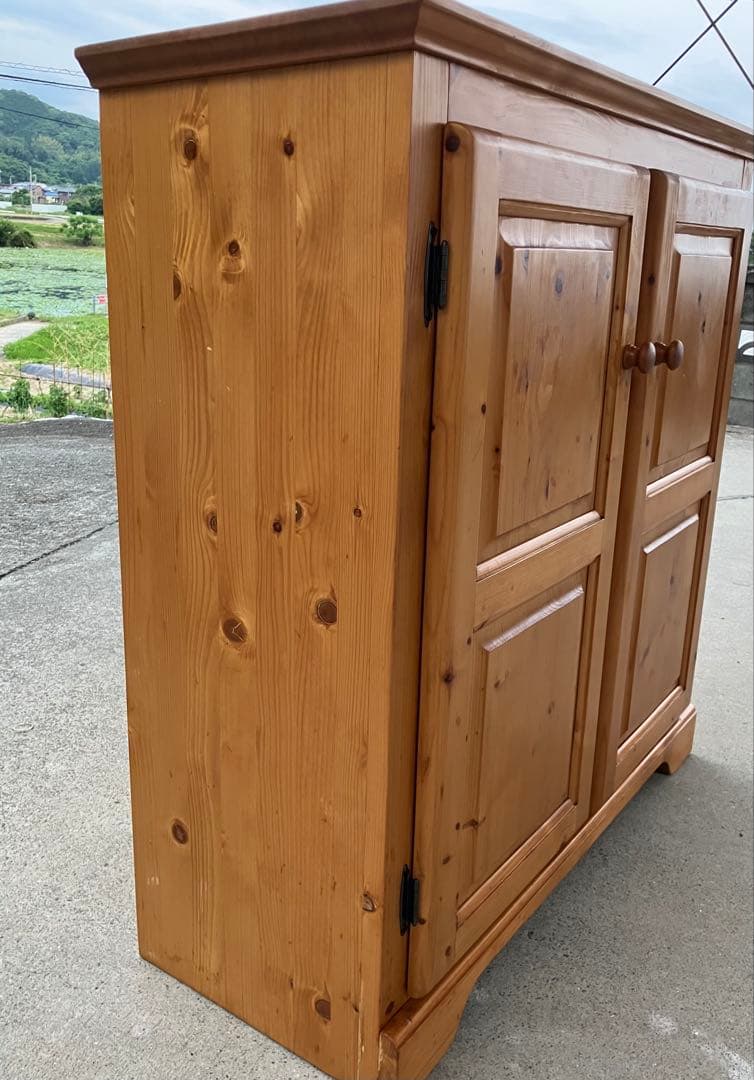 無垢材 カントリー調 キャビネット 収納棚 84cm幅