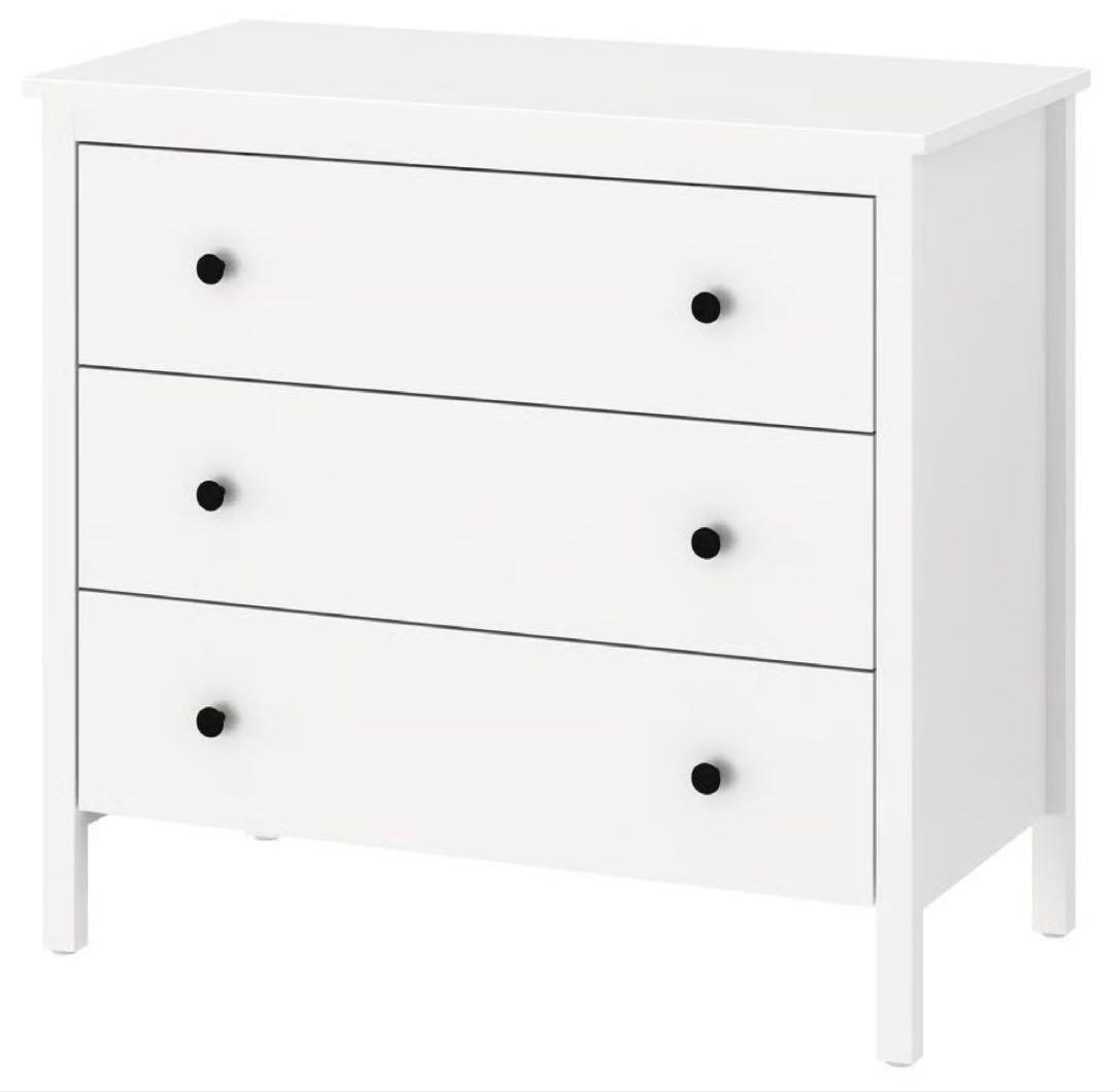 【廃盤超美品】IKEA コッパン KOPPANG 3段チェスト　木製　ホワイト