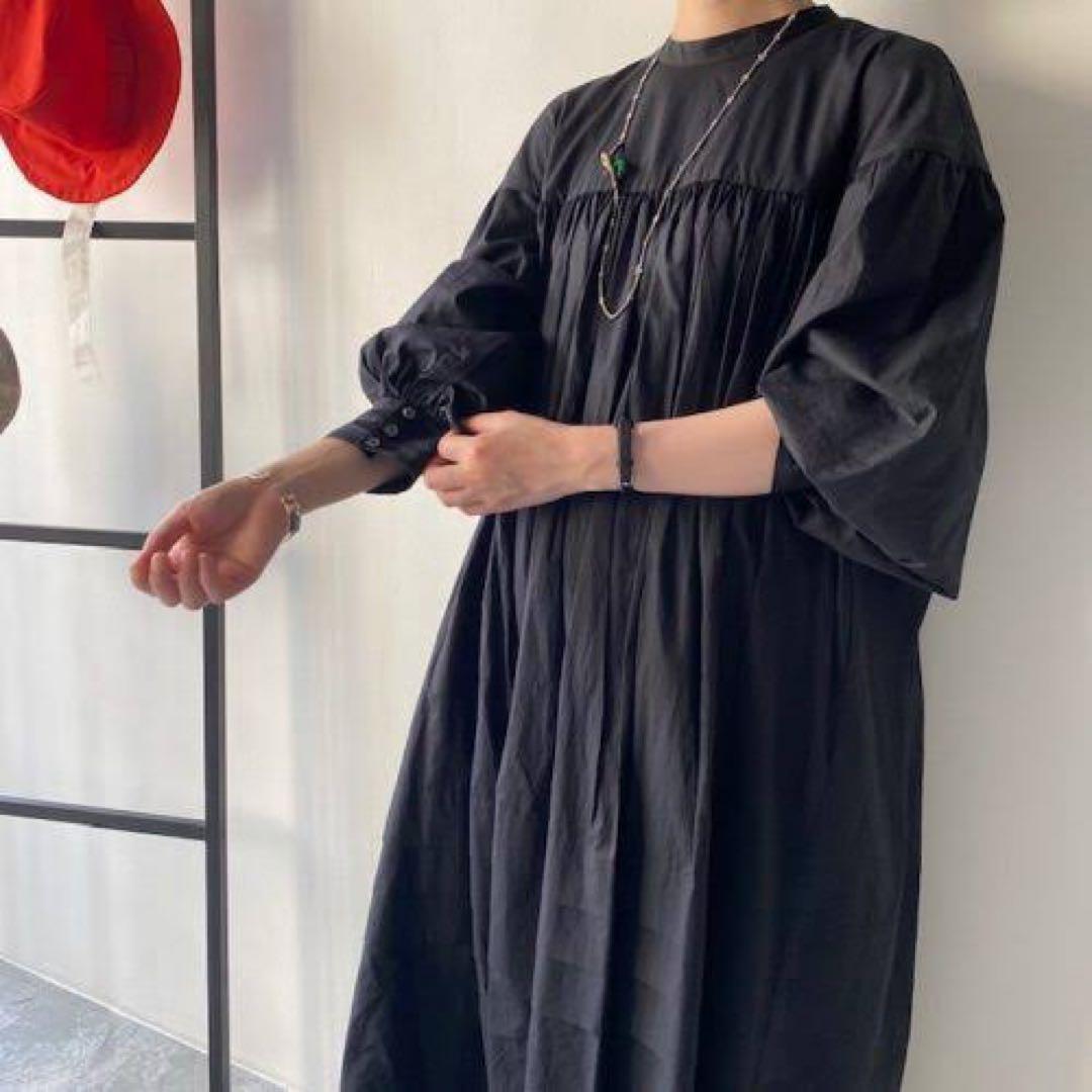 veritecoeur ハイウエストギャザーワンピース　VC-2138 ブラック