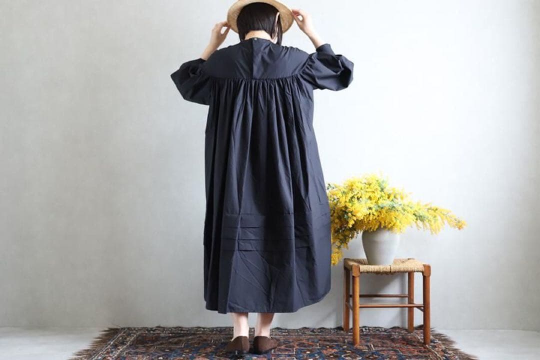 veritecoeur ハイウエストギャザーワンピース　VC-2138 ブラック