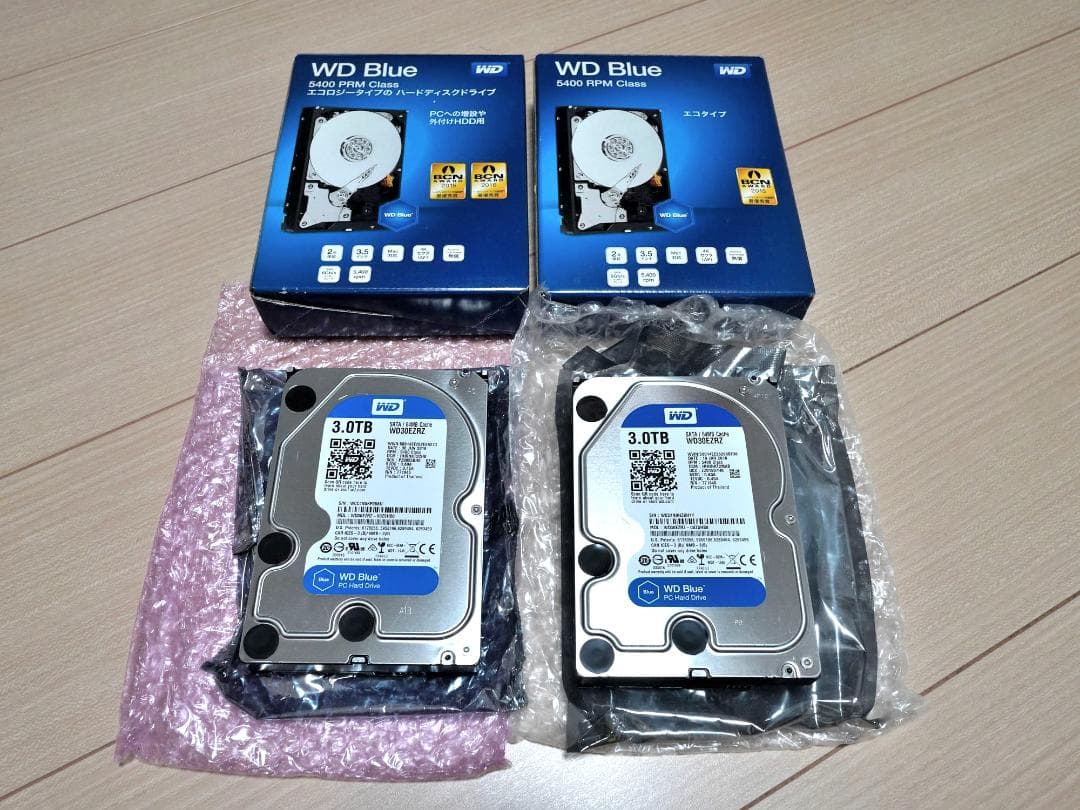 【中古品】3.5インチHDD　3TB×2台 使用時間70時間未満