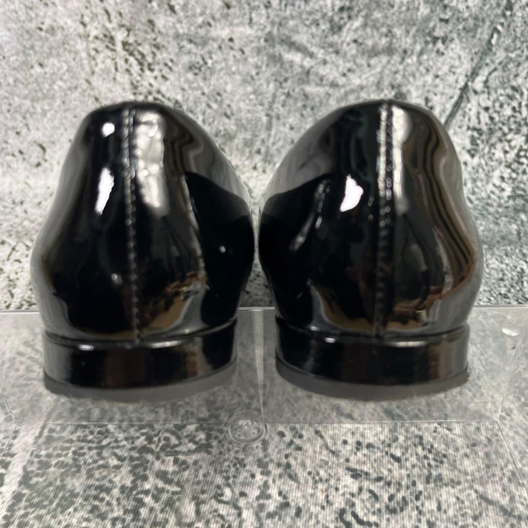 美品 ファビオルスコーニ フラットパンプス バックル エナメル ブラック