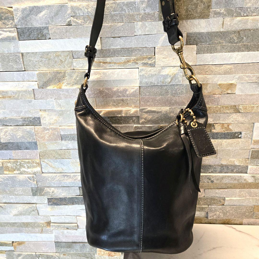 COACH オールド コーチ　ダッフル　ショルダーバッグ　バケツ型　レザー　黒