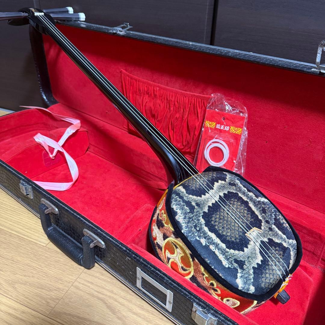 三線 沖縄 人工皮張り ハードケース付き 和楽器 民謡楽器 沖縄三線 沖縄民謡