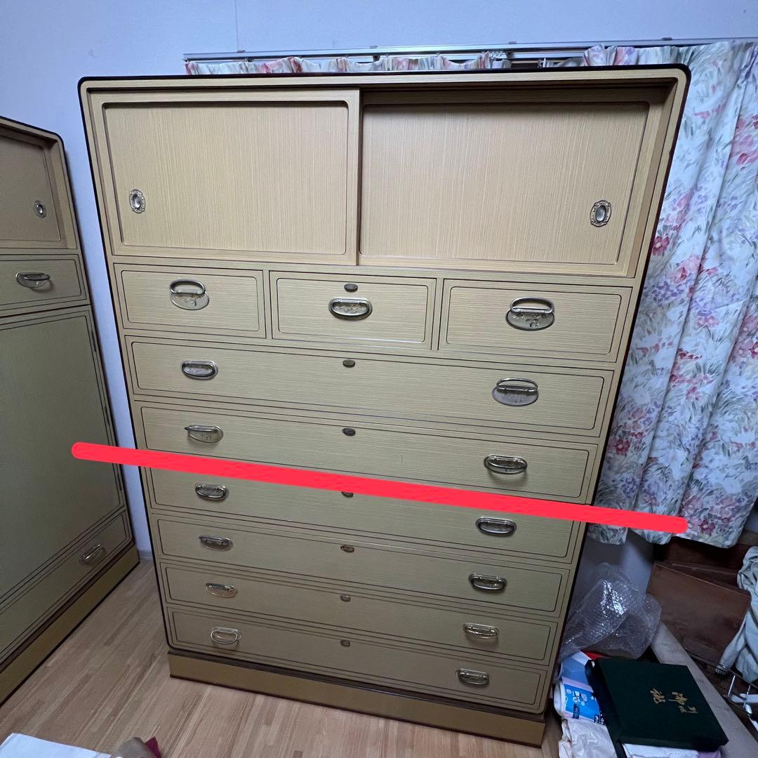 【婚礼家具】多目的収納 桐タンス 引き出し＋扉付き たのメル便