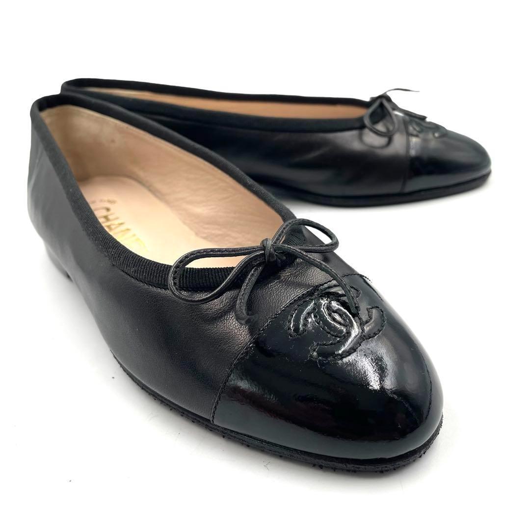 《未使用品》 CHANEL シャネル ココマーク バレエシューズ リボン 34