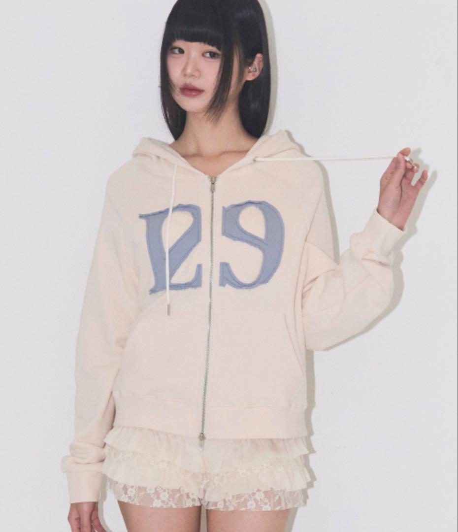 ILLIGO ロゴパッチフードジップアップ フーディ クリーム アイボリー