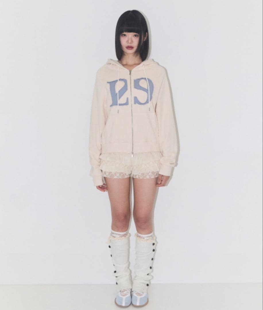 ILLIGO ロゴパッチフードジップアップ フーディ クリーム アイボリー